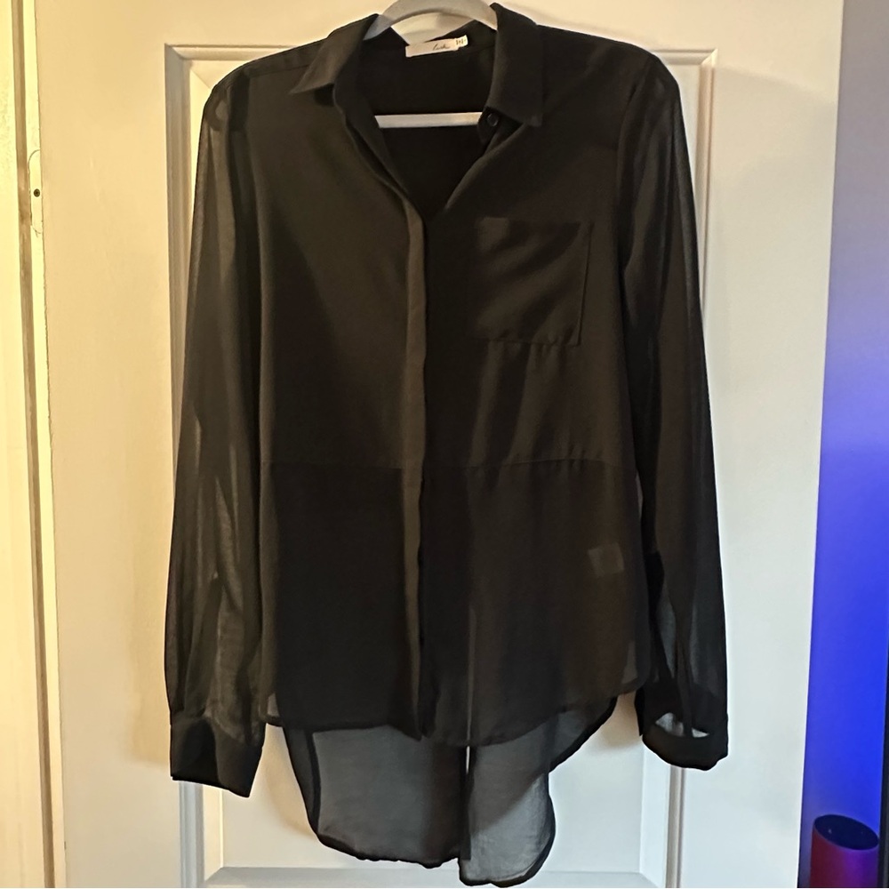 Lush Black Sheer Blouse